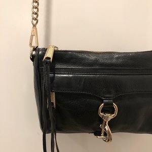 Rebecca Minkoff black leather gold chain purse